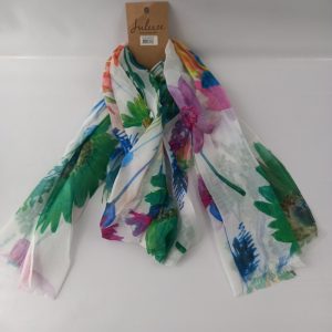 Écharpe imprimée pour femmes 80x180 cm blanche imprimé fleurs