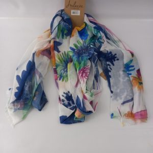 Écharpe imprimée pour femmes 80x180 blanche imprimé fleurs jaunes