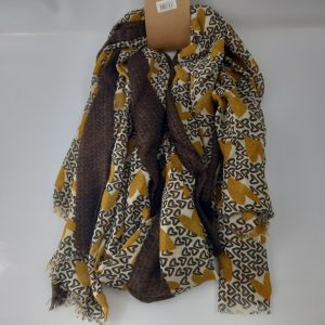 Écharpe imprimée pour femmes 80x180 créme /marron imprimé coeurs